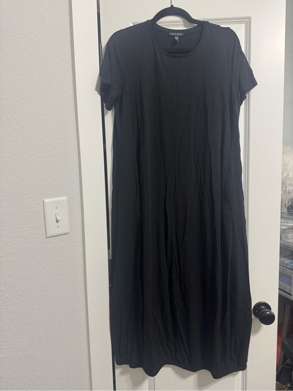 Eileen Fisher Black Short-Sleeve Maxi Dress